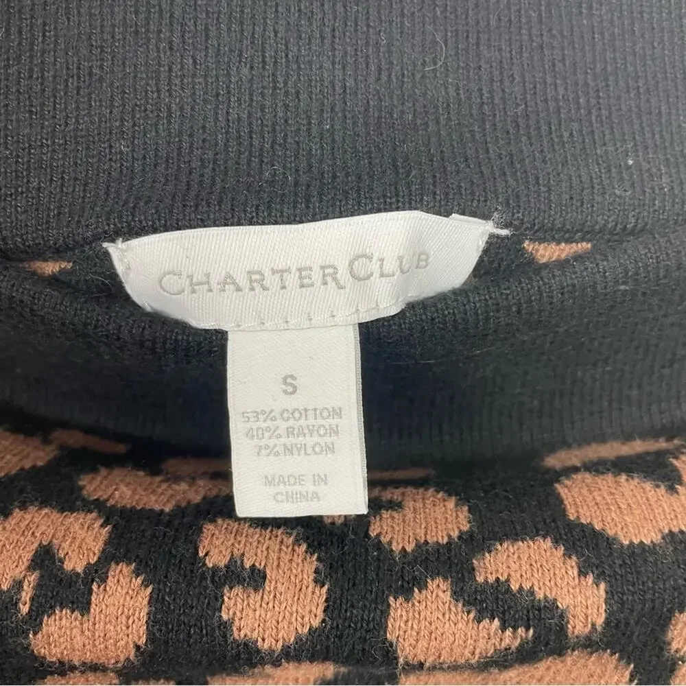 Charter Club | Leopard Print Skirt Stretchy Brown & Black Knee Length S